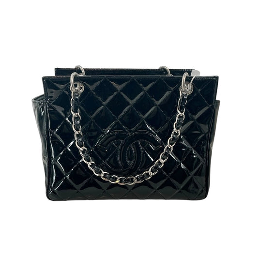 Chanel Black Quilted Patent Leather Petite Timeless Shopping Tote