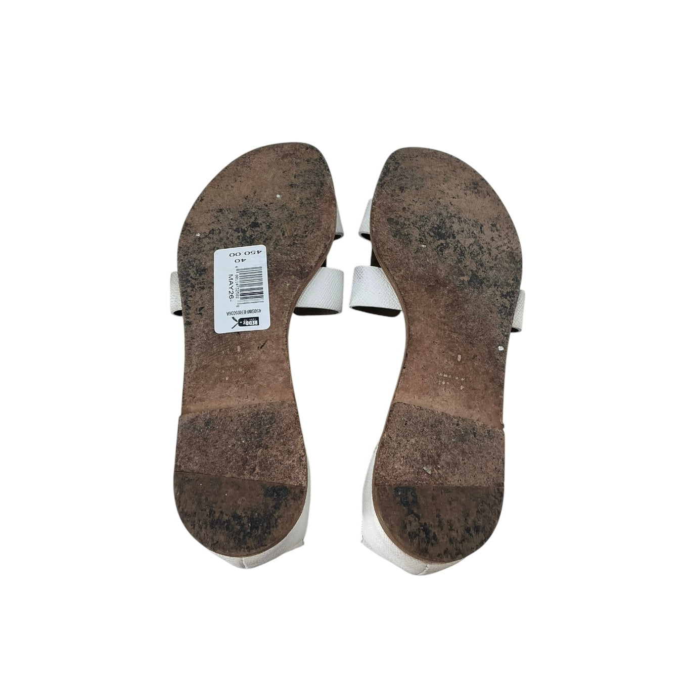 Hermès Santorini Sandals in White Epsom Leather