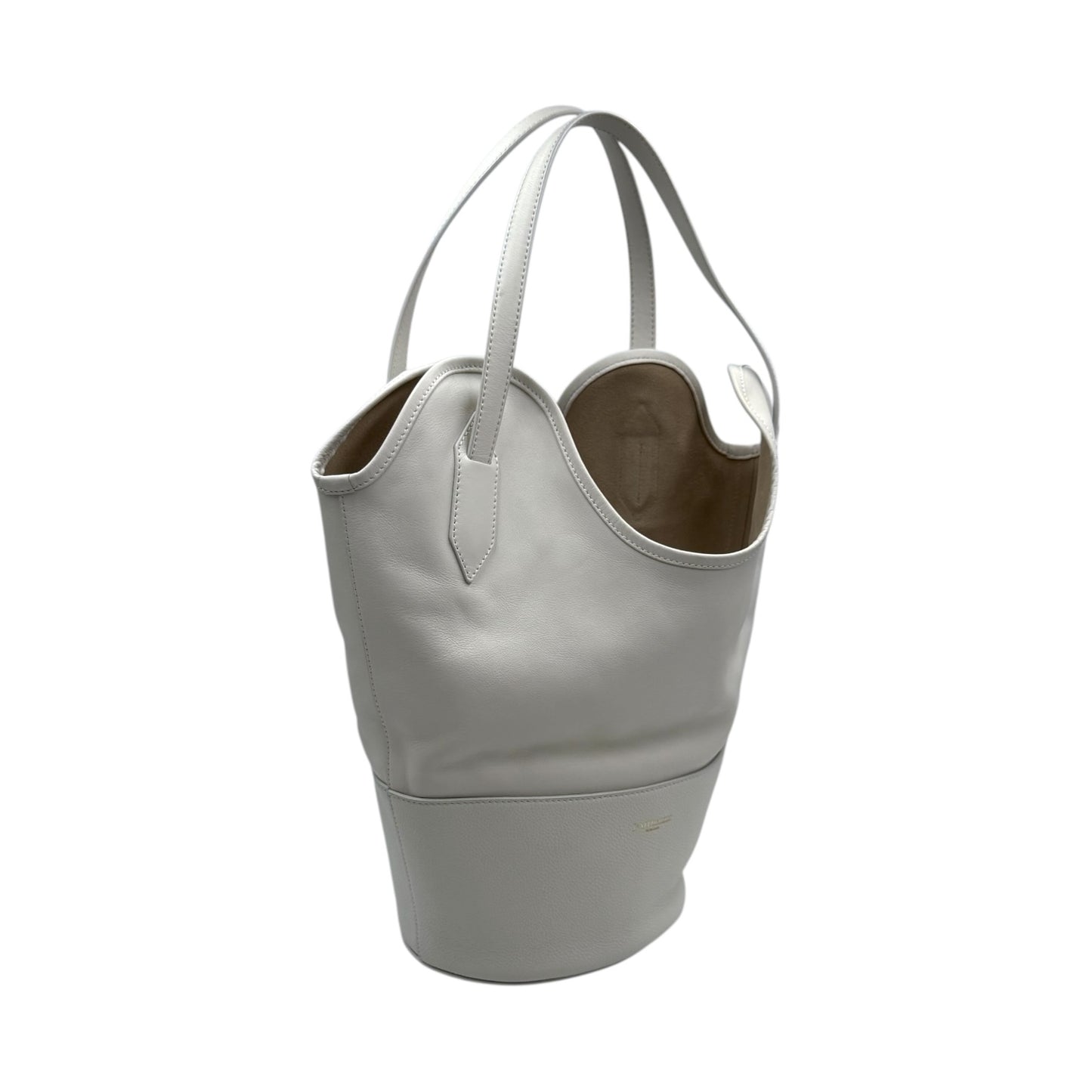 J&M Davidson Ecru Leather Bucket Bag