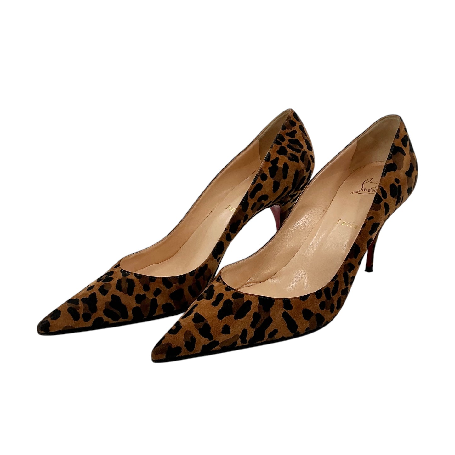 Christian Louboutin Clare Leopard Suede Pointed Toe Heels