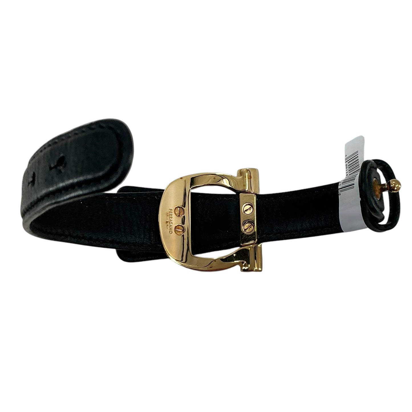 Ferragamo Black Gancini Leather Bracelet