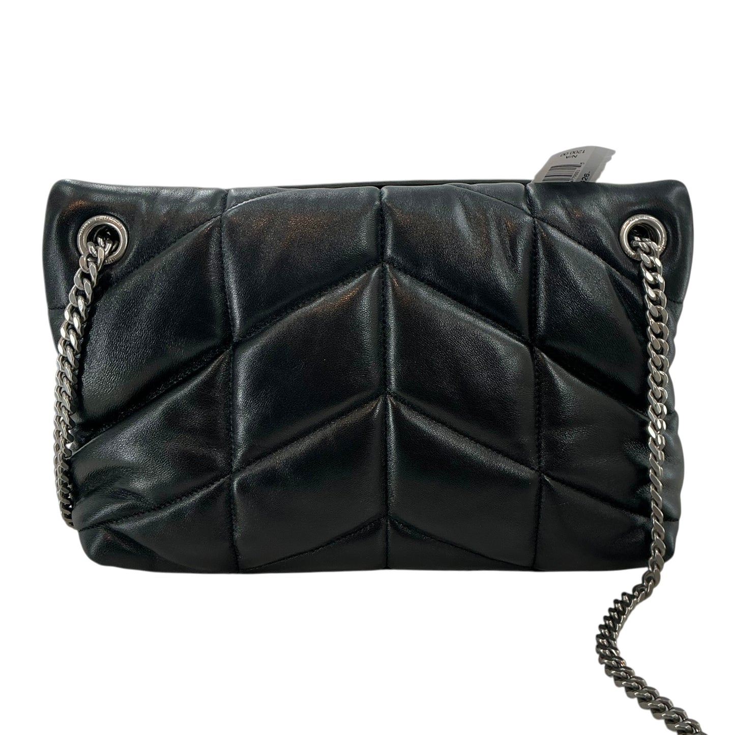 Saint Laurent Black Lambskin Quilted Loulou Puffer Chain Shoulder Bag