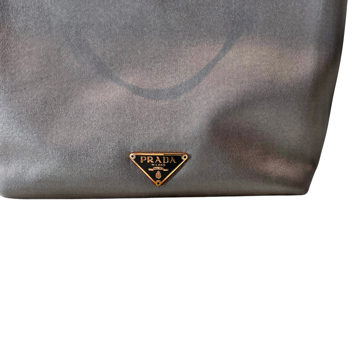 Prada Satin Triangle Logo Top Handle Mini Bag - Grey