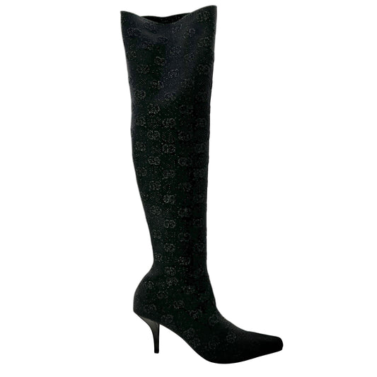 Gucci Demi Shimmer GG Monogram Over-The-Knee Boots