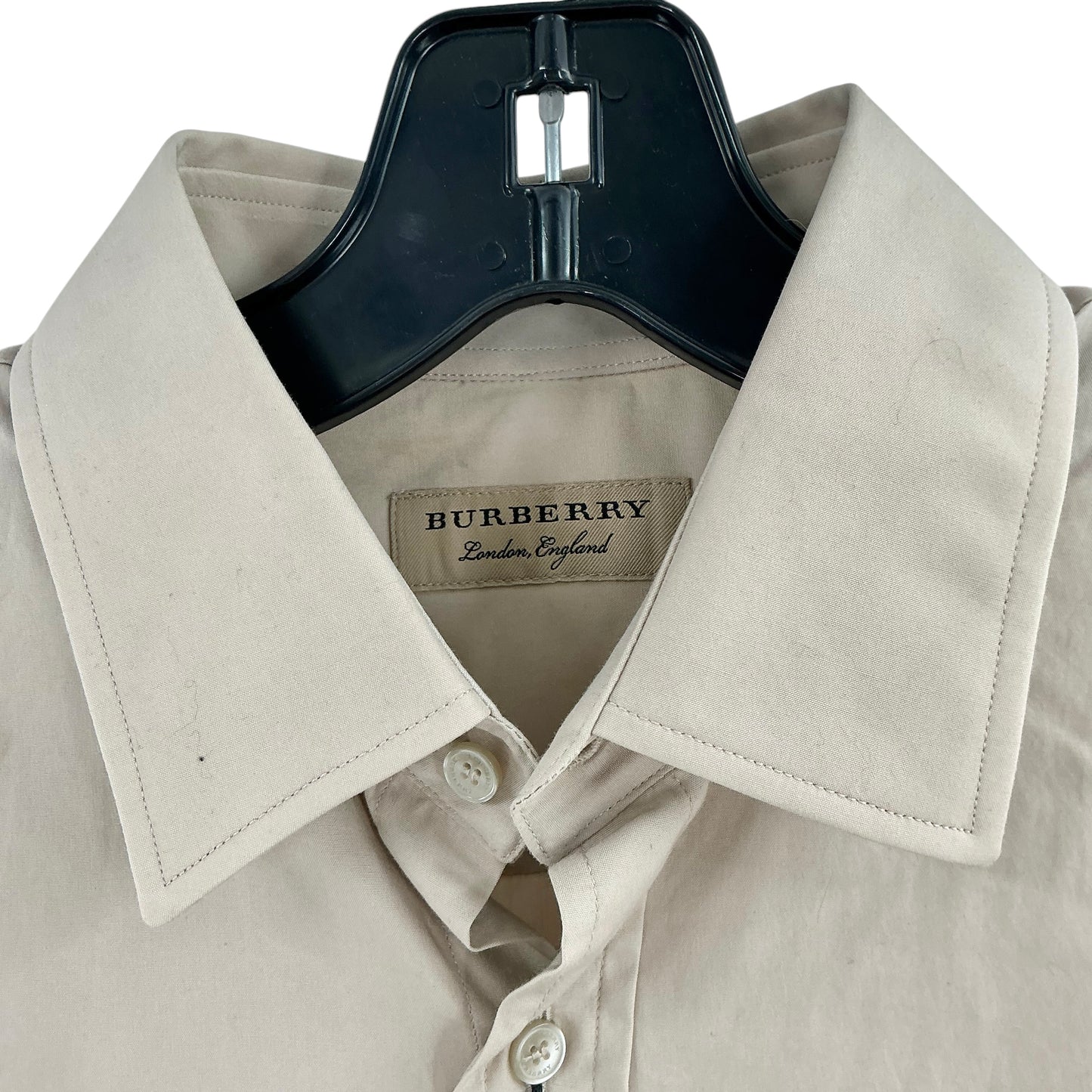 Burberry London England Men's Beige Long Sleeve Dress Shirt