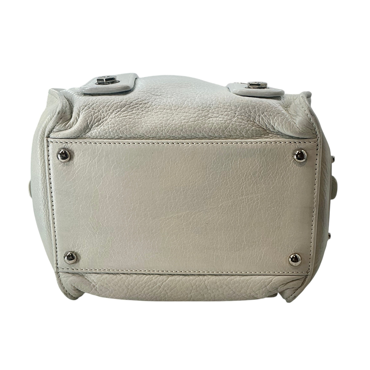 Chanel Vintage White Leather Bolt Bowler Bag