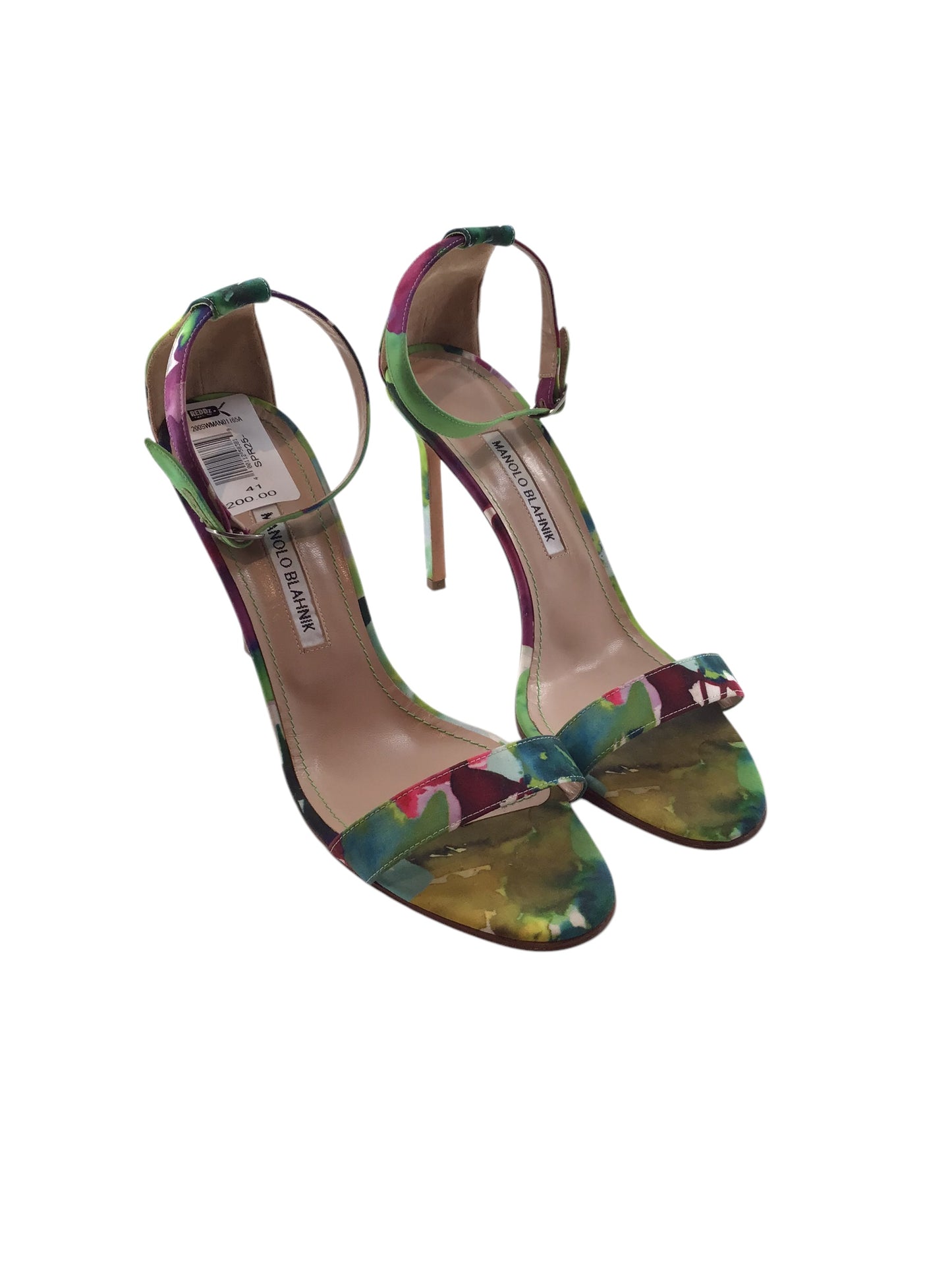 Manolo Blahnik Chaos Floral Print Fabric Sandals