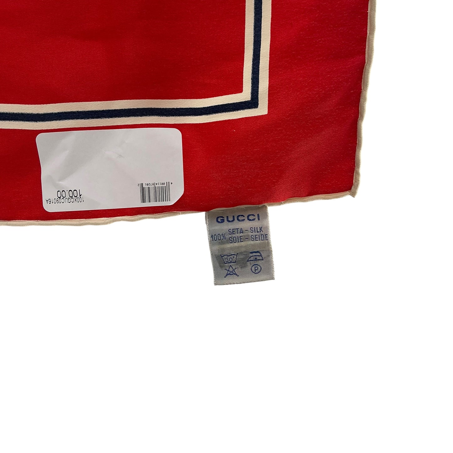 Vintage Gucci Red Interlocking GG Monogram Silk Square Scarf