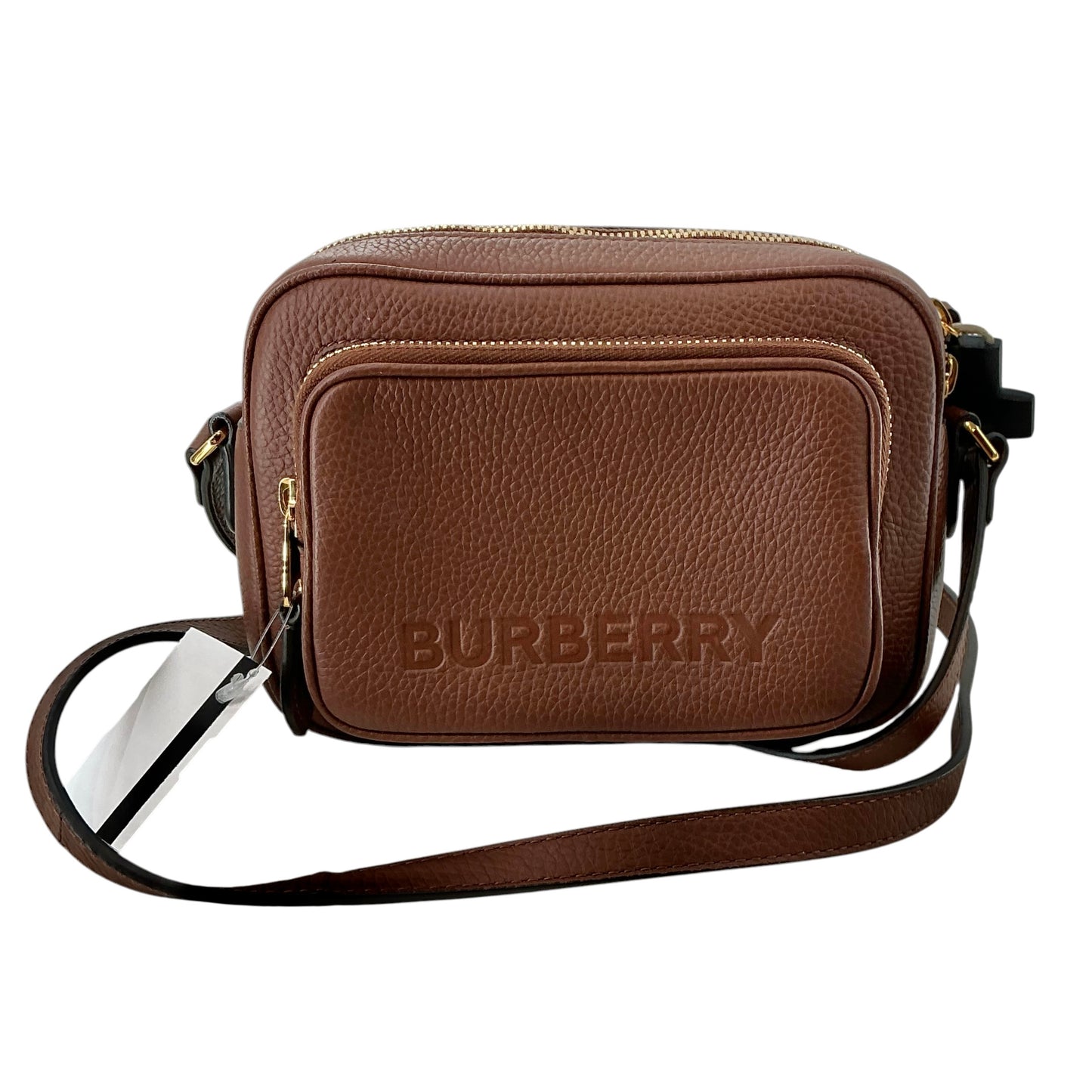 Burberry Small Branded Grainy Leather Camera Crossbody Bag – Tan Brown