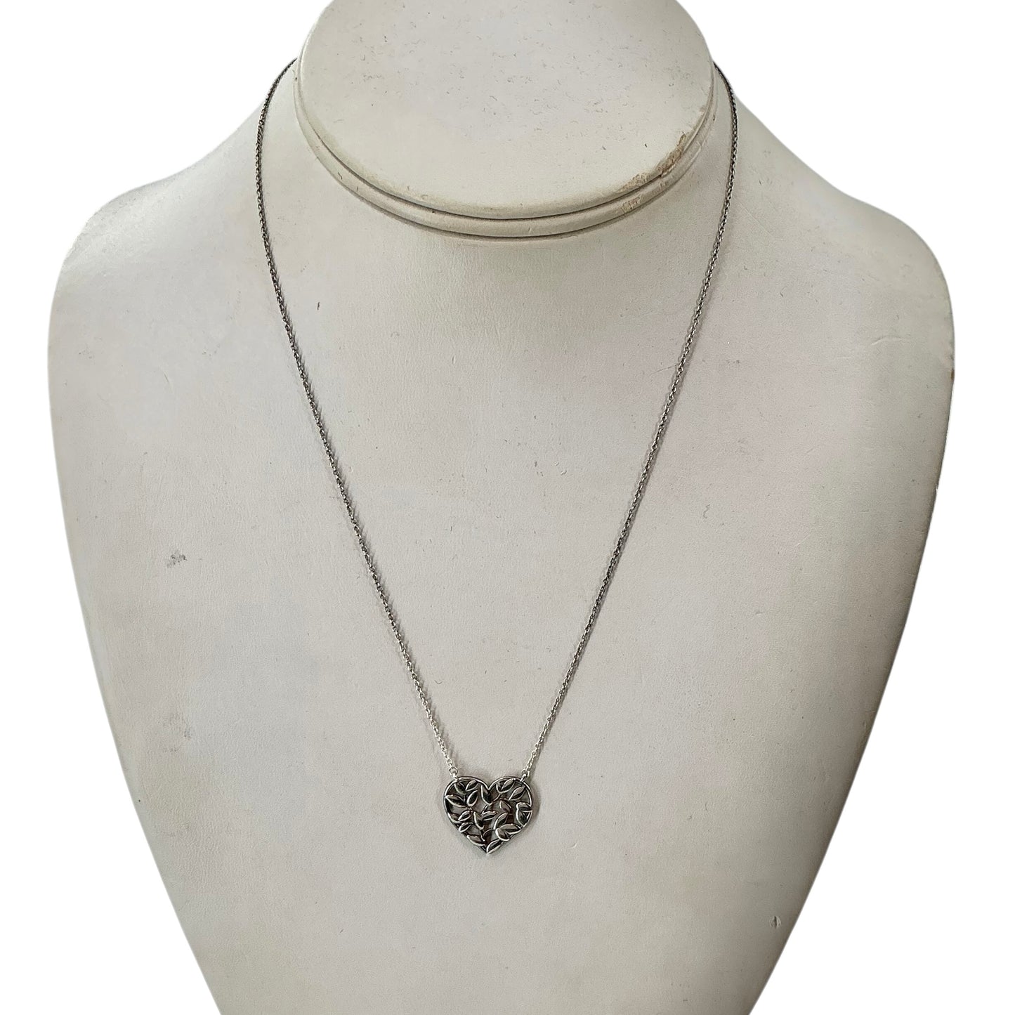 Tiffany & Co. Paloma Picasso Sterling Silver Olive Leaf Heart Pendant Necklace