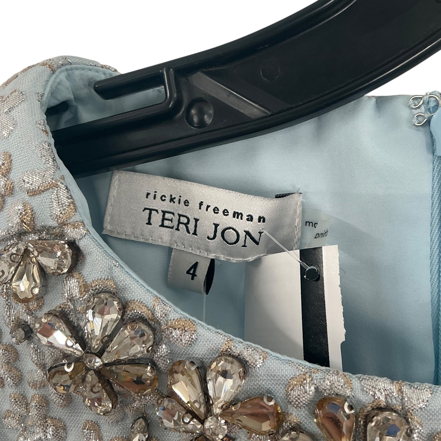 Teri Jon Jeweled Neckline Metallic Jacquard Shift Dress