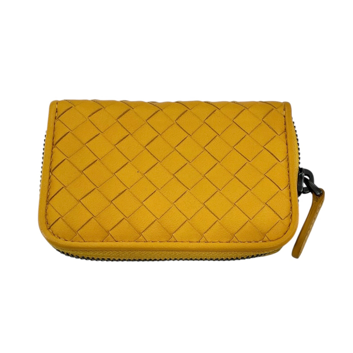 Bottega Veneta Yellow Intrecciato Nappa Leather Zip-Around Coin Purse / Small Wallet