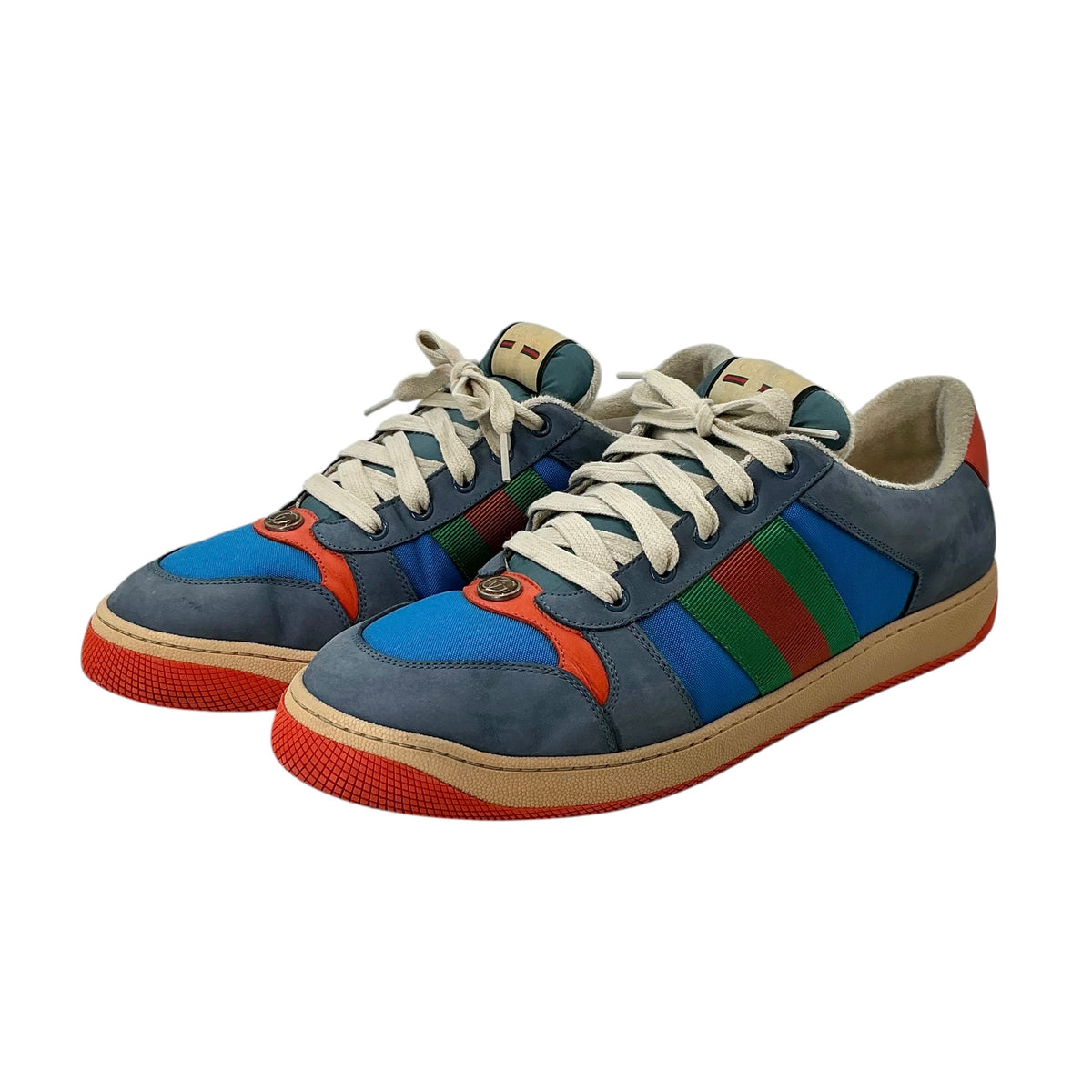Gucci Screener Blue/Orange Vintage Low-Top Sneakers