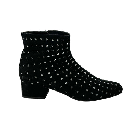 Saint Laurent Crystal-Embellished Suede Ankle Boots Black