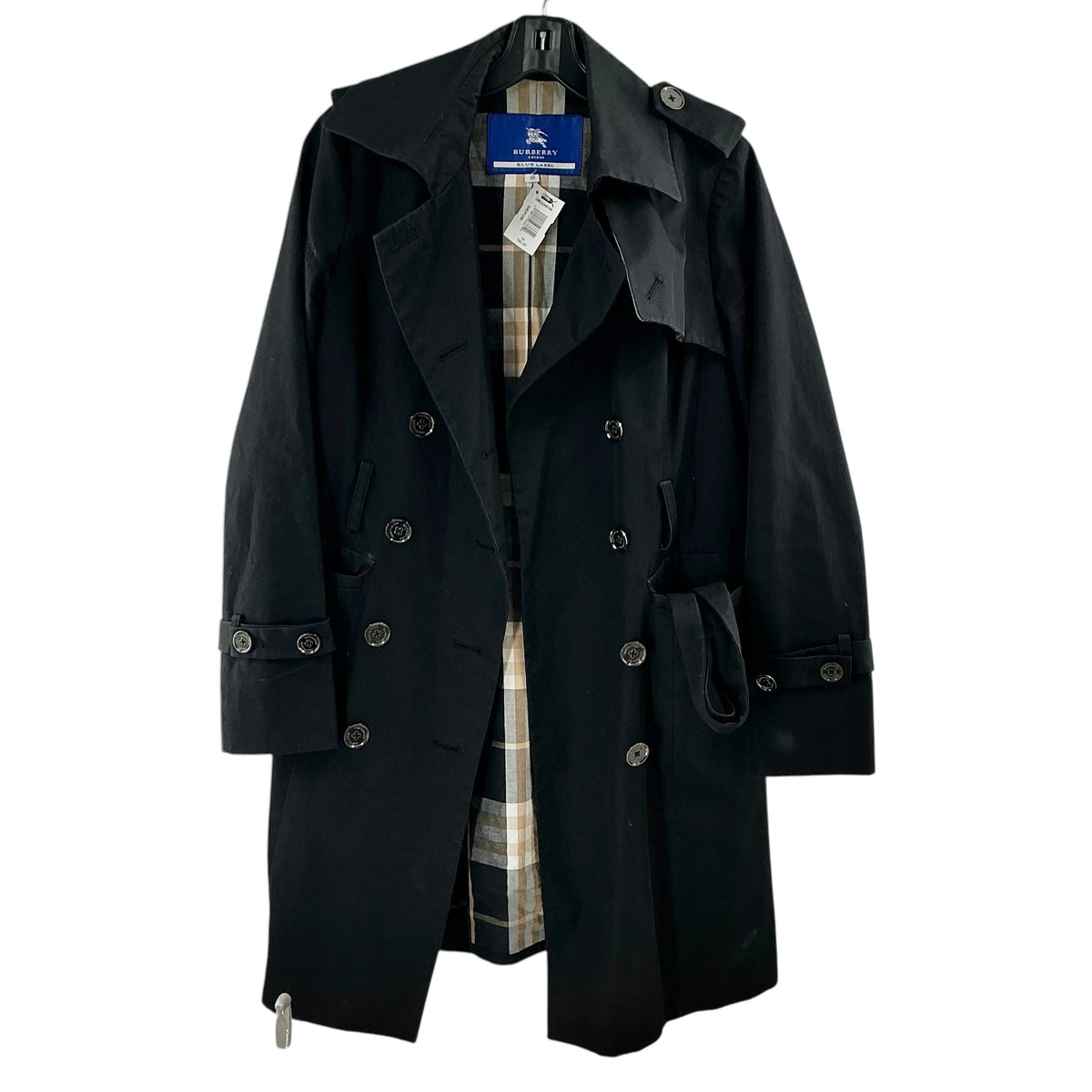 Burberry Blue Label Black Double Breasted Trench Coat