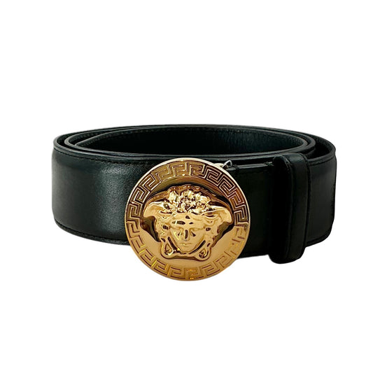 Versace Palazzo Medusa Plaque Leather Belt