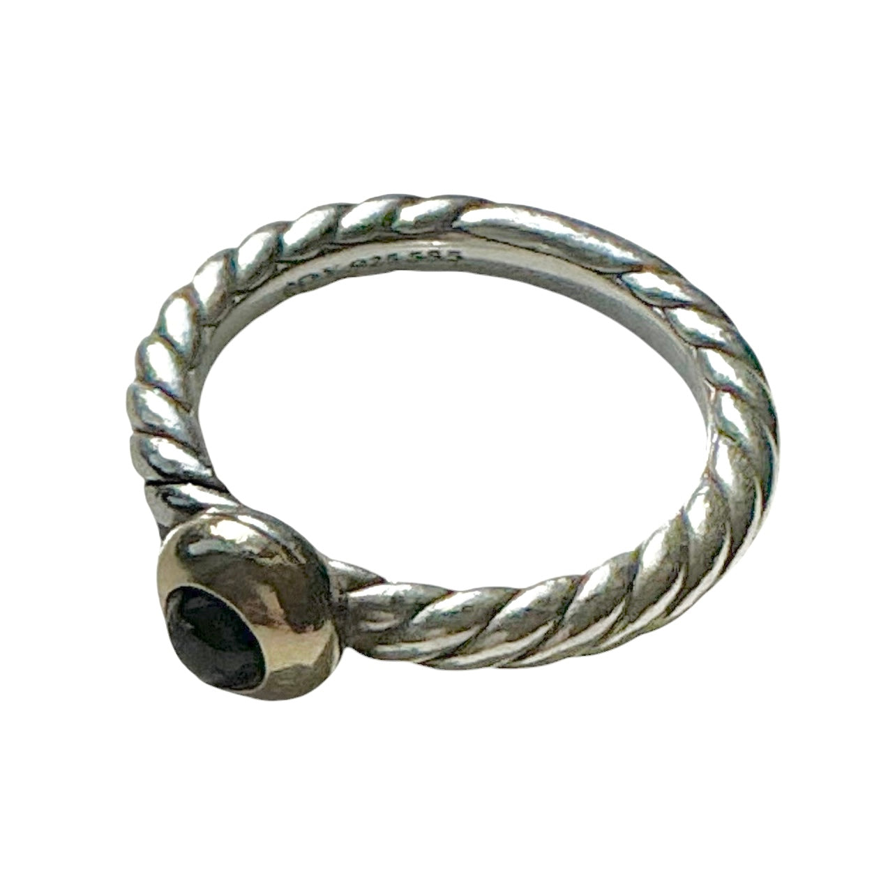 David Yurman Petite Cable Ring in Sterling Silver with 14K Gold and Black Onyx