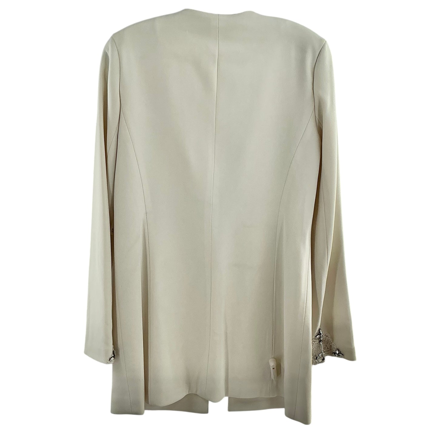 Badgley Mischka Ivory Embellished Evening Blazer Coat Jacket