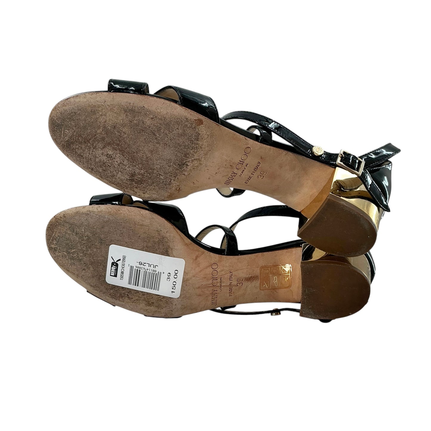 Jimmy Choo Merit Black Patent Leather Low-Heel Sandals