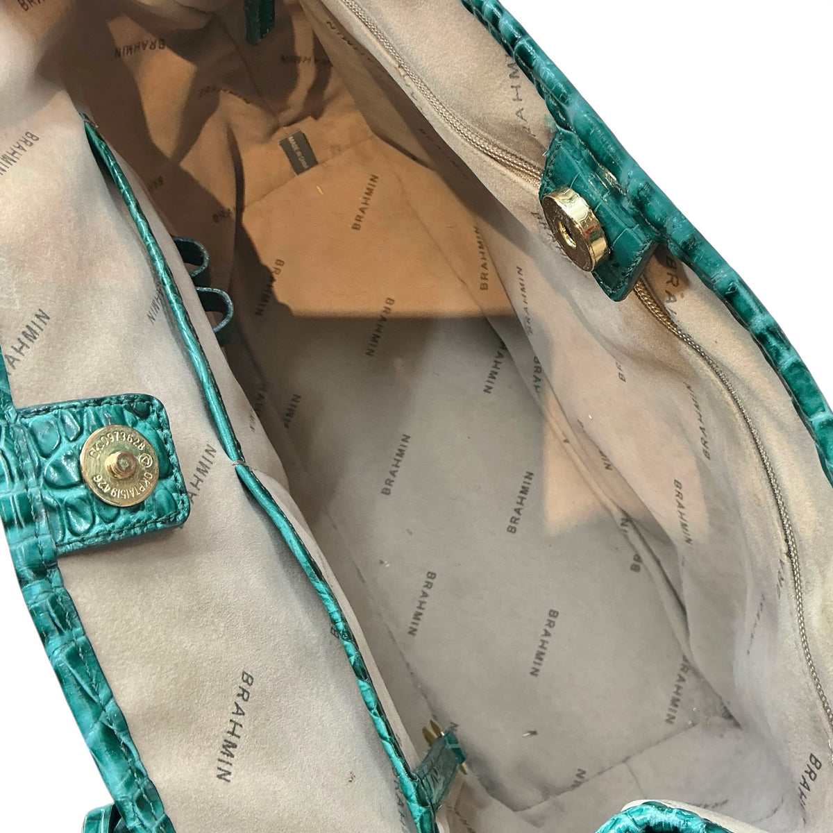 Brahmin Melbourne Leather Tote Bag – Emerald Green Croc Embossed Shoulder