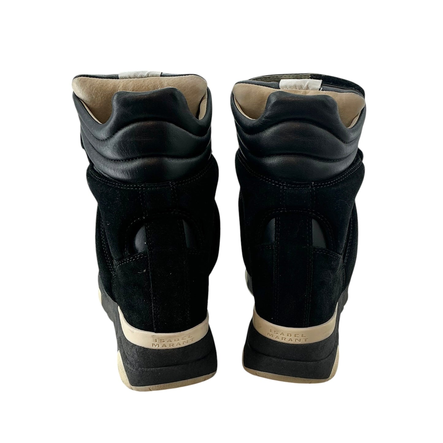 Isabel Marant Balskee High-Top Black Leather & Suede Wedge Sneakers