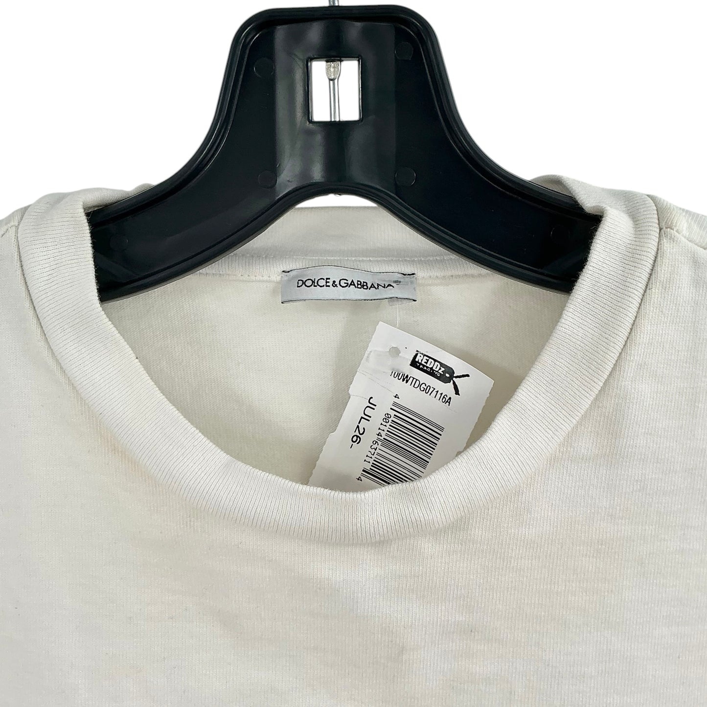 Dolce & Gabbana Womens White Black Box Logo Crew Neck T-Shirt