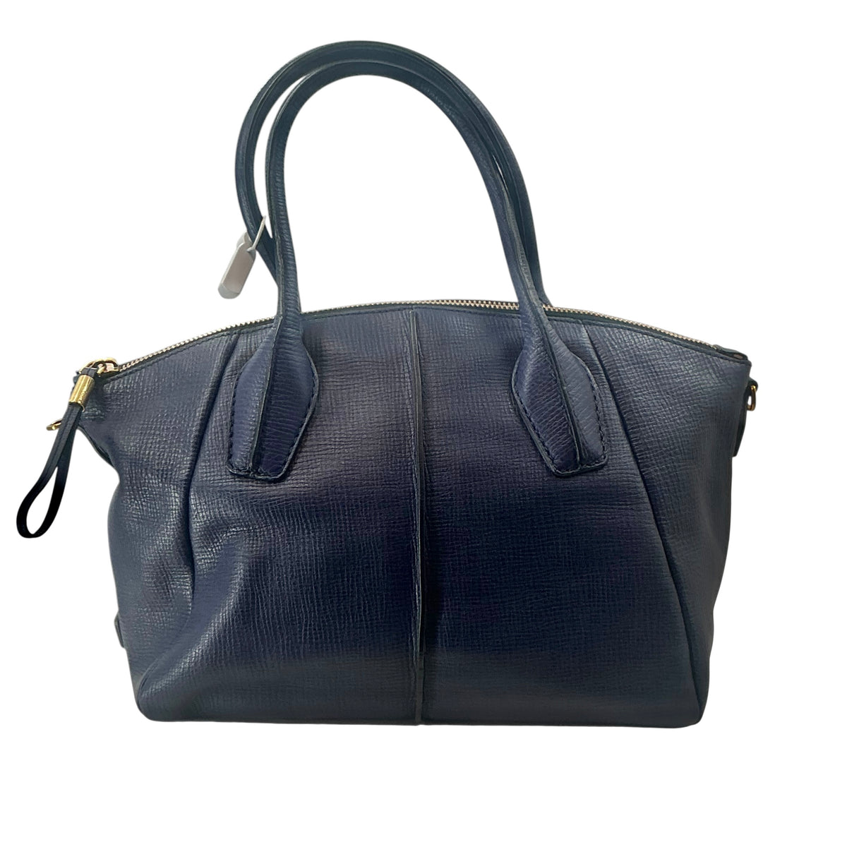 Tod's D-Styling Medium Bauletto Navy Blue Leather Satchel Tote Bag