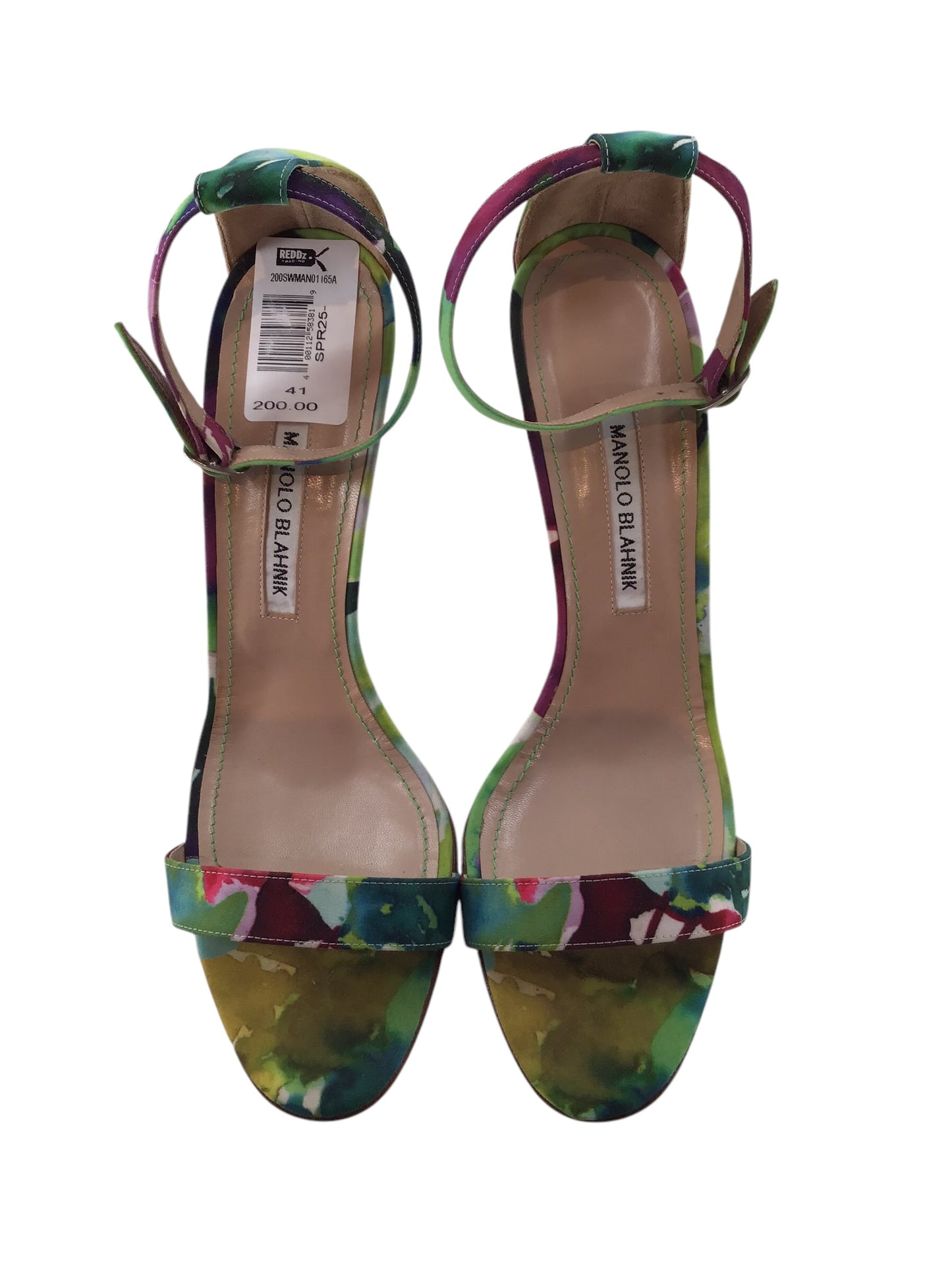 Manolo Blahnik Chaos Floral Print Fabric Sandals