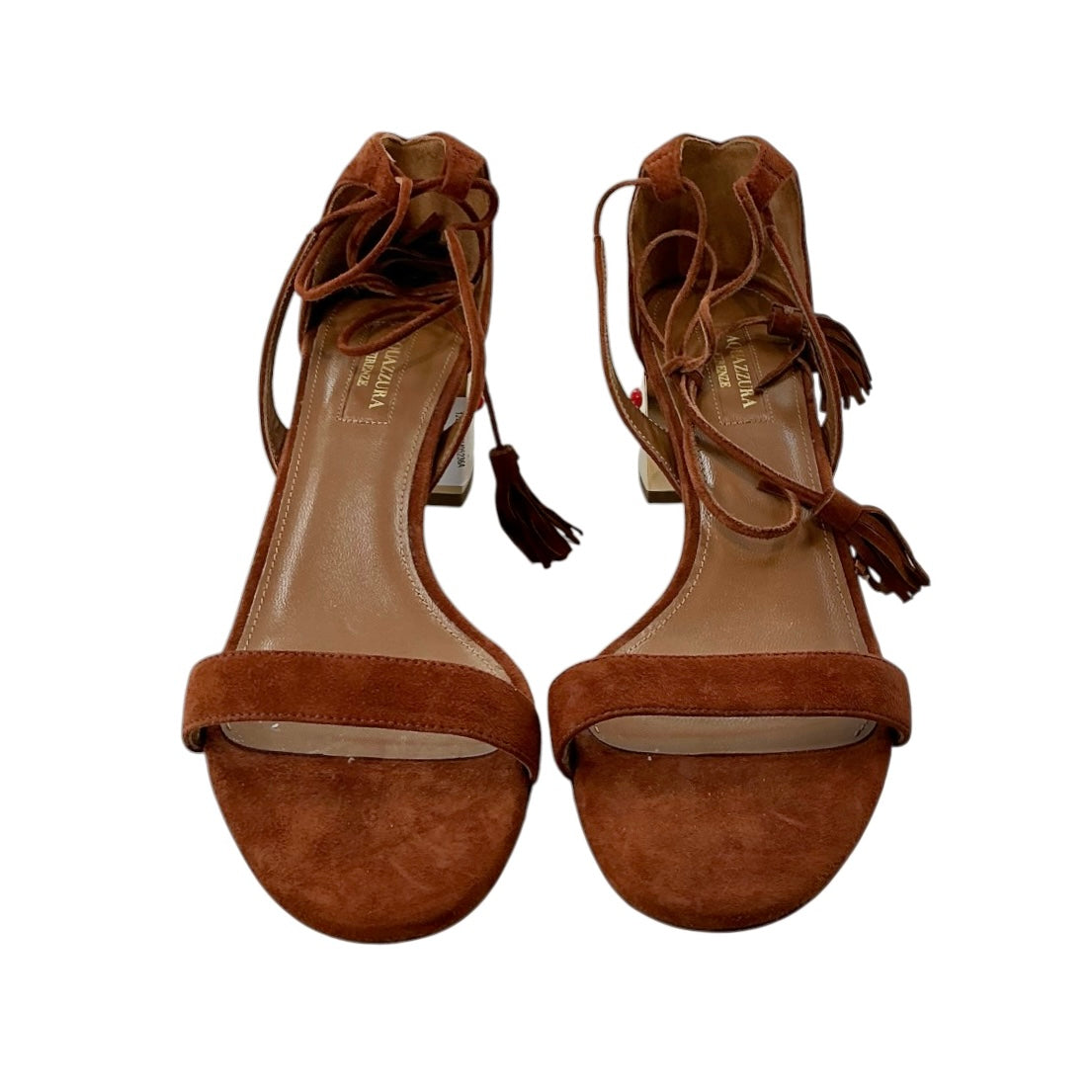 Aquazzura Brown Suede Ankle Strap Sandals