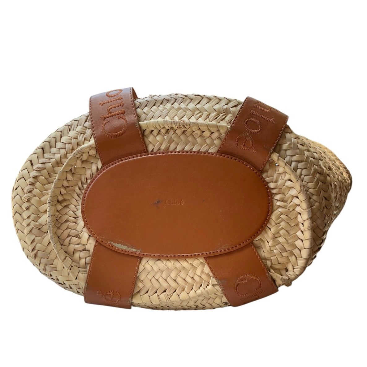 Chloé Medium Sense Basket Bag in Caramel Raffia & Calfskin