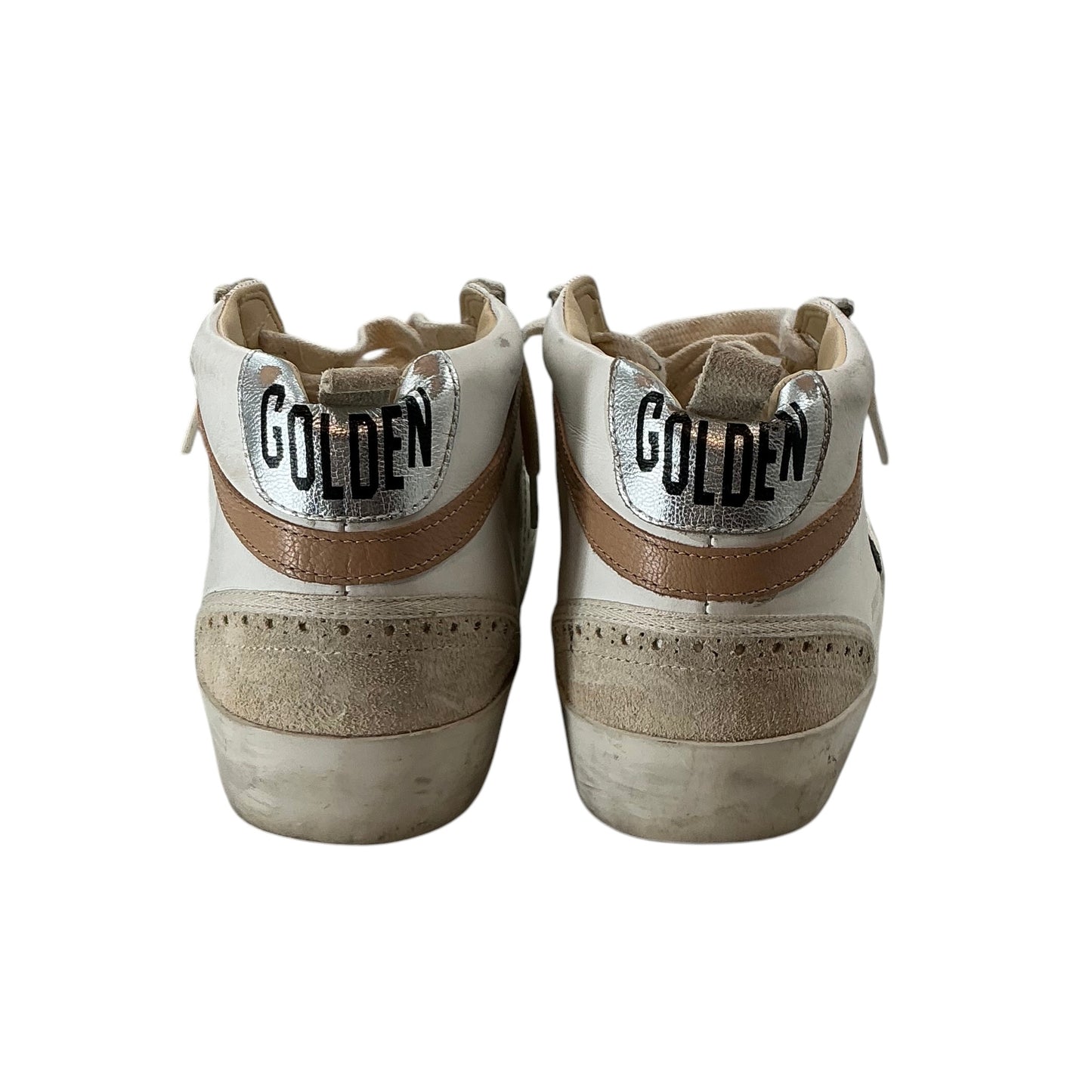 Golden Goose Mid Star White Leather Distressed Sneakers