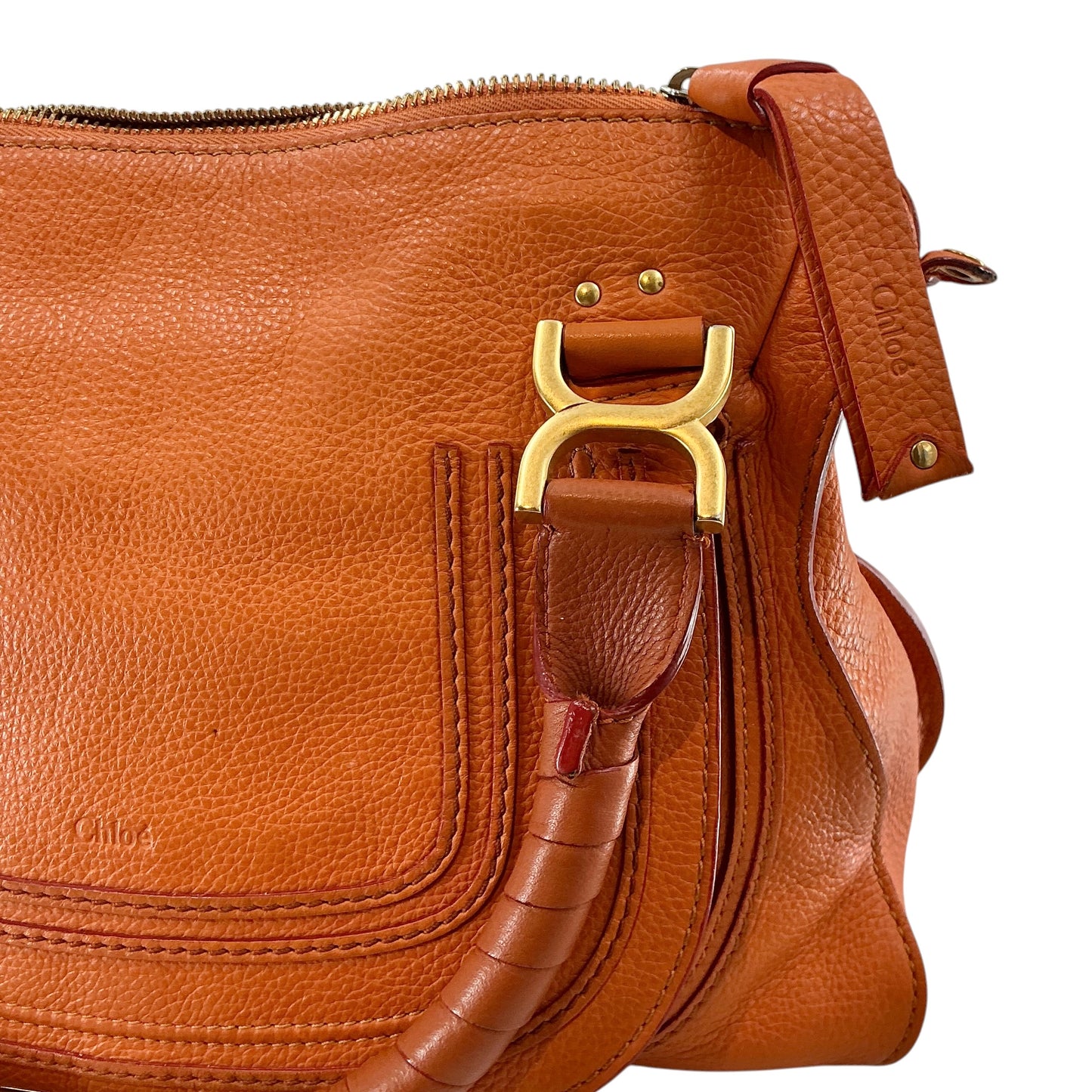 Chloé Marcie Medium Grained Leather Satchel - Orange