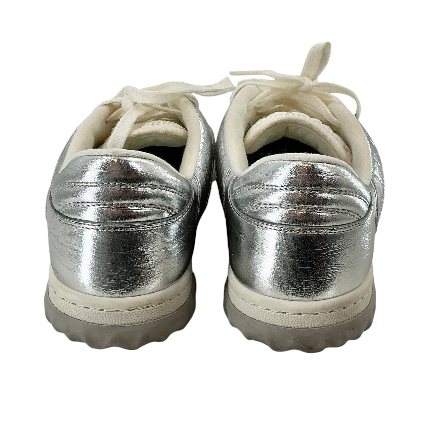 Gucci MAC80 Metallic Silver Leather Low-Top Sneakers