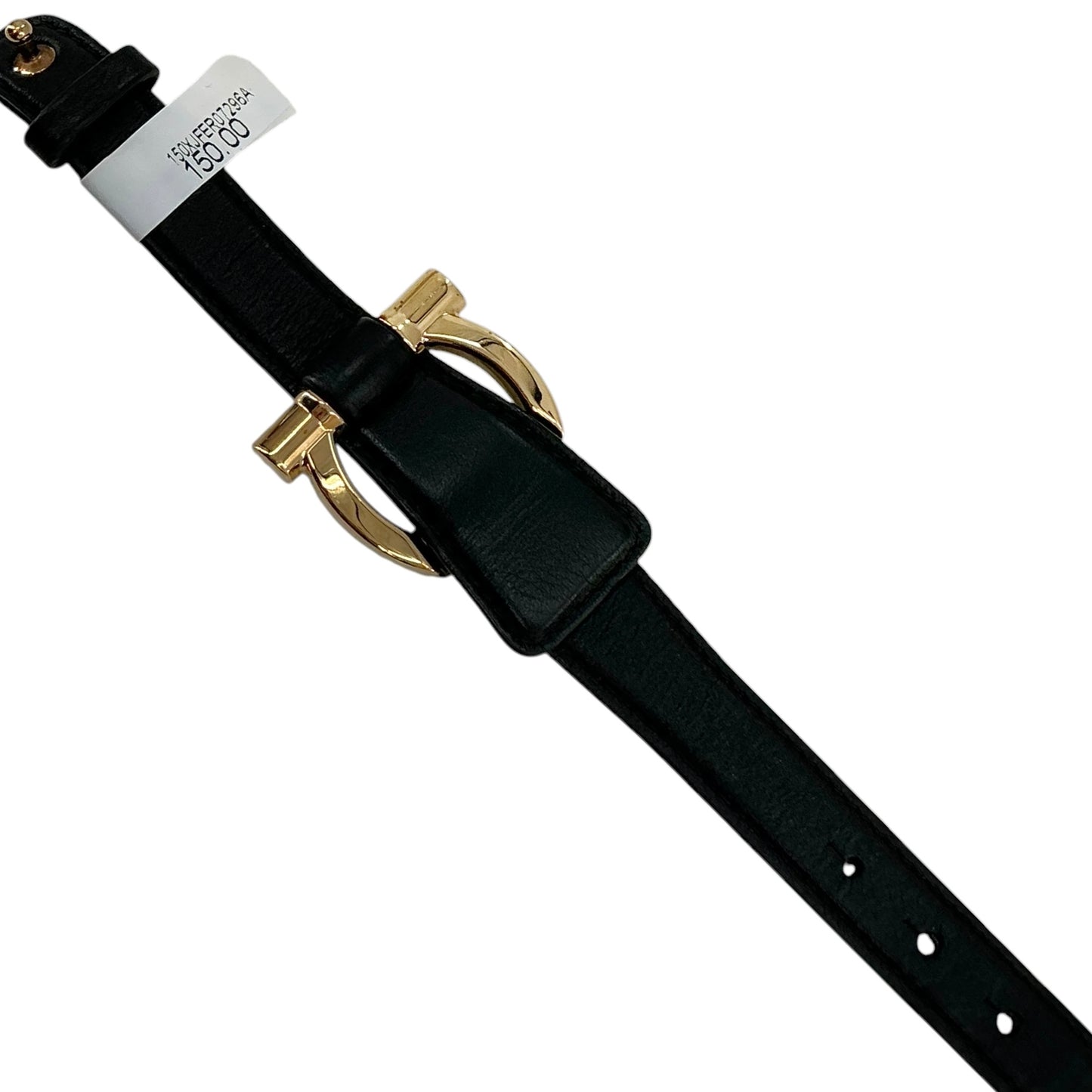 Ferragamo Black Gancini Leather Bracelet