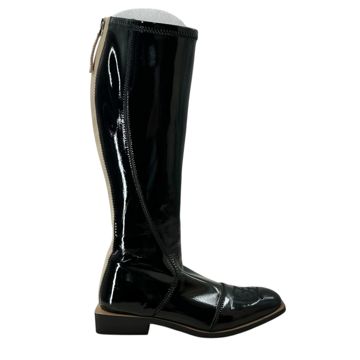 Fendi Black Patent Leather Karligraphy Accent Knee-High Boots