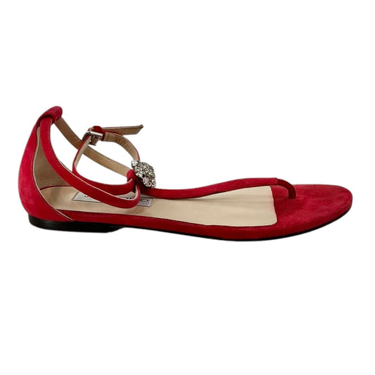 Jimmy Choo Afia Crystal-Embellished Suede Flat Sandals