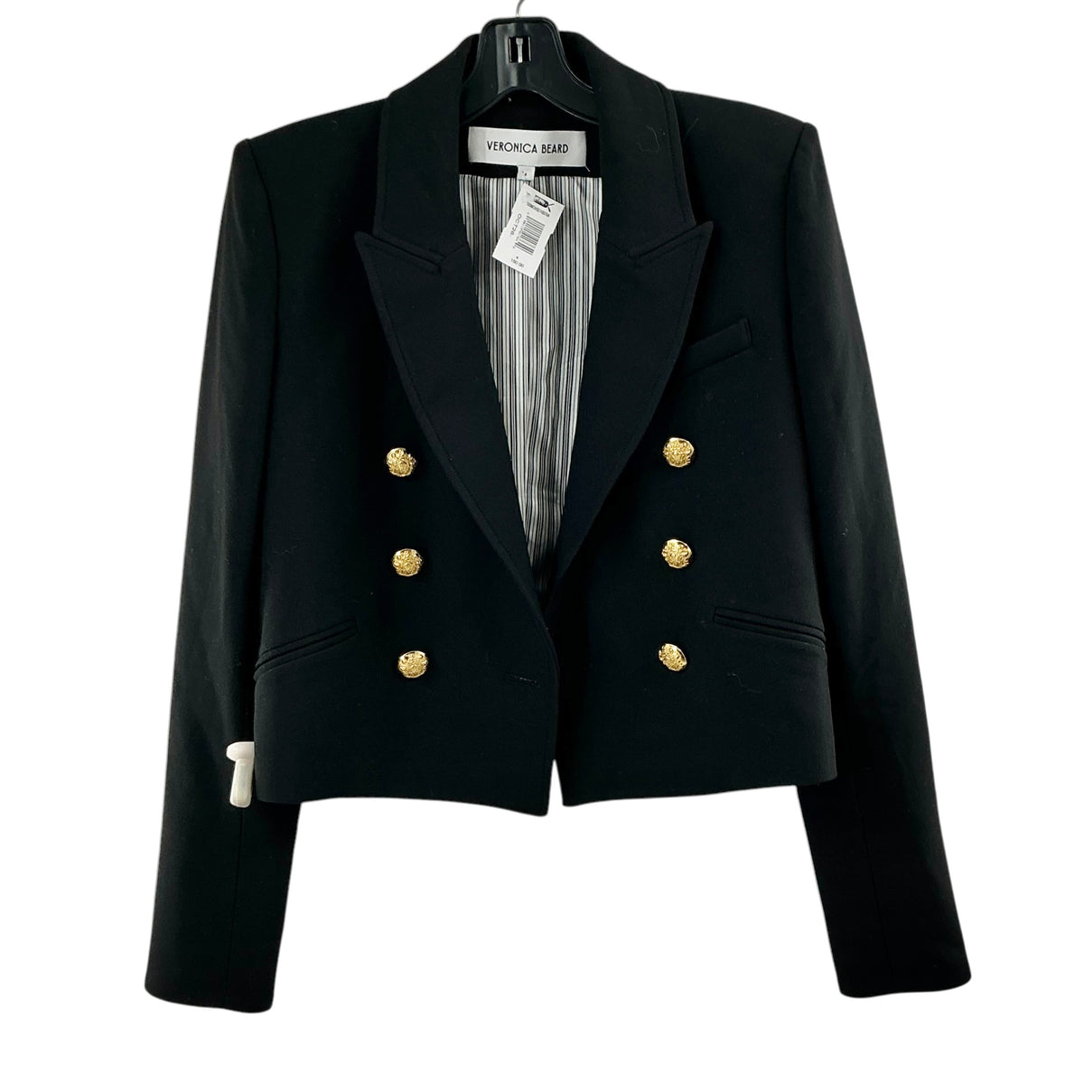 Veronica Beard Black Cropped Double-Breasted Blazer