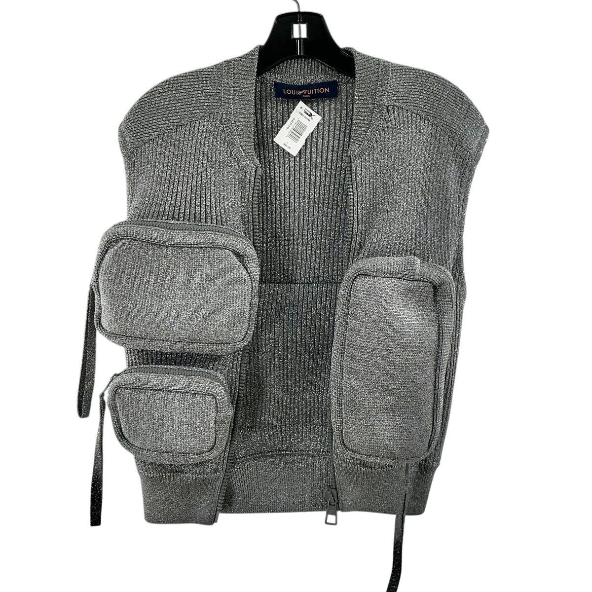 Louis Vuitton Grey Ribbed Knit Utility Vest (Unisex)