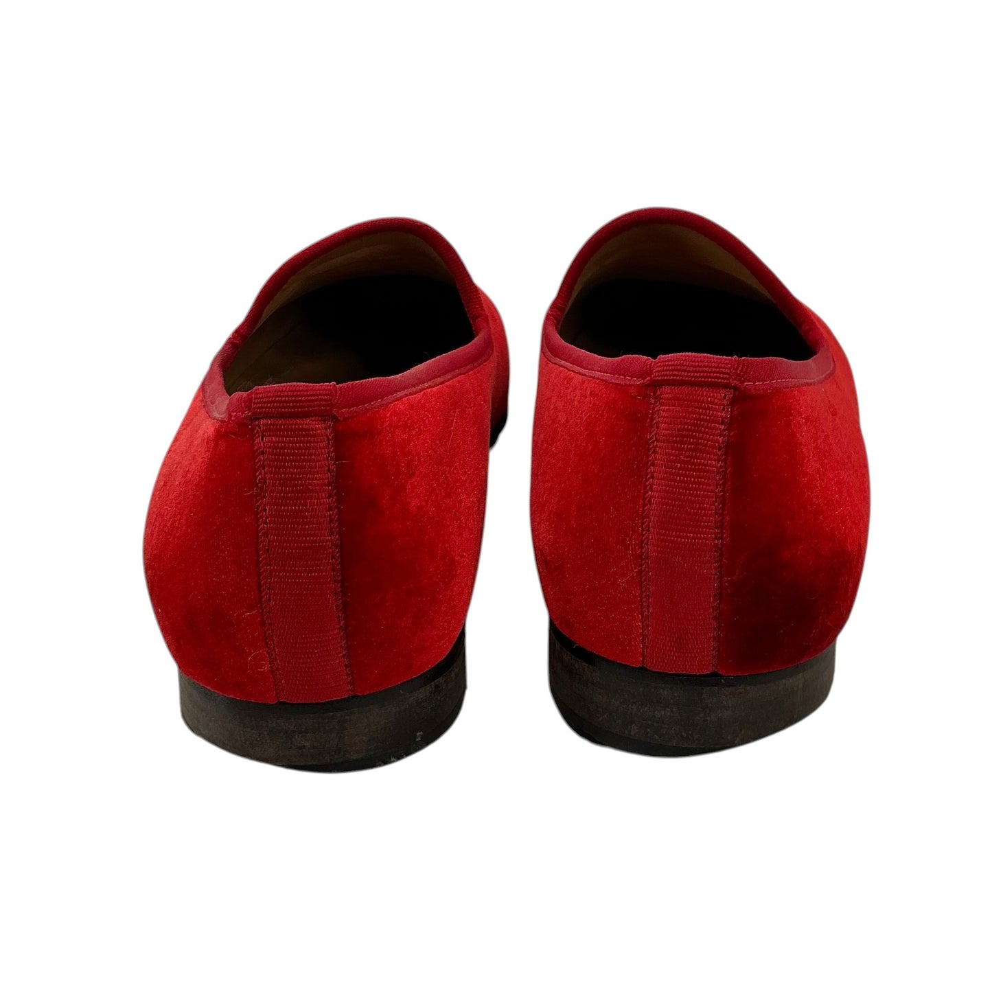Del Toro Men's Red Velvet Skull & Bone Smoking Slipper Loafers