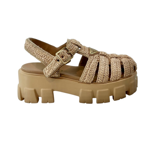 Prada Monolith Crochet Cage Sandals