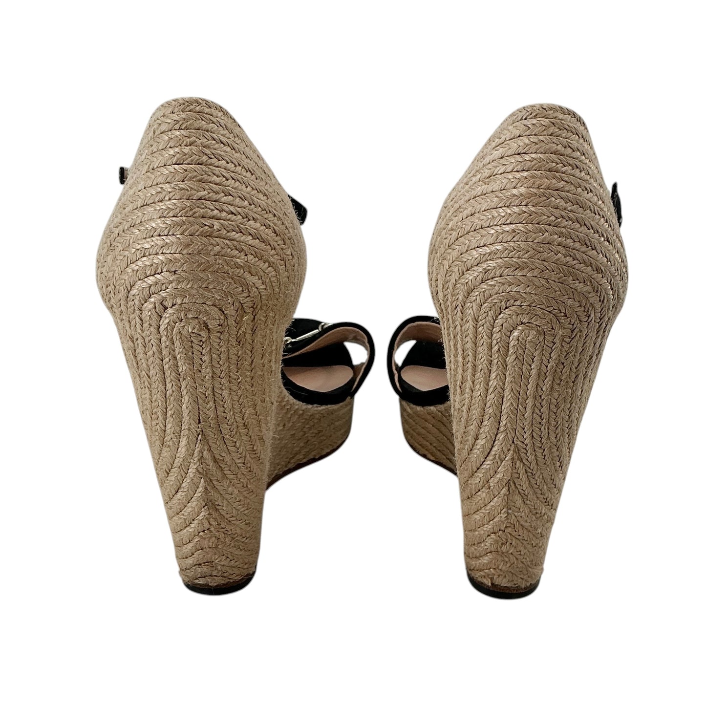 Gucci Horsebit Suede Espadrille Wedge Sandals Black
