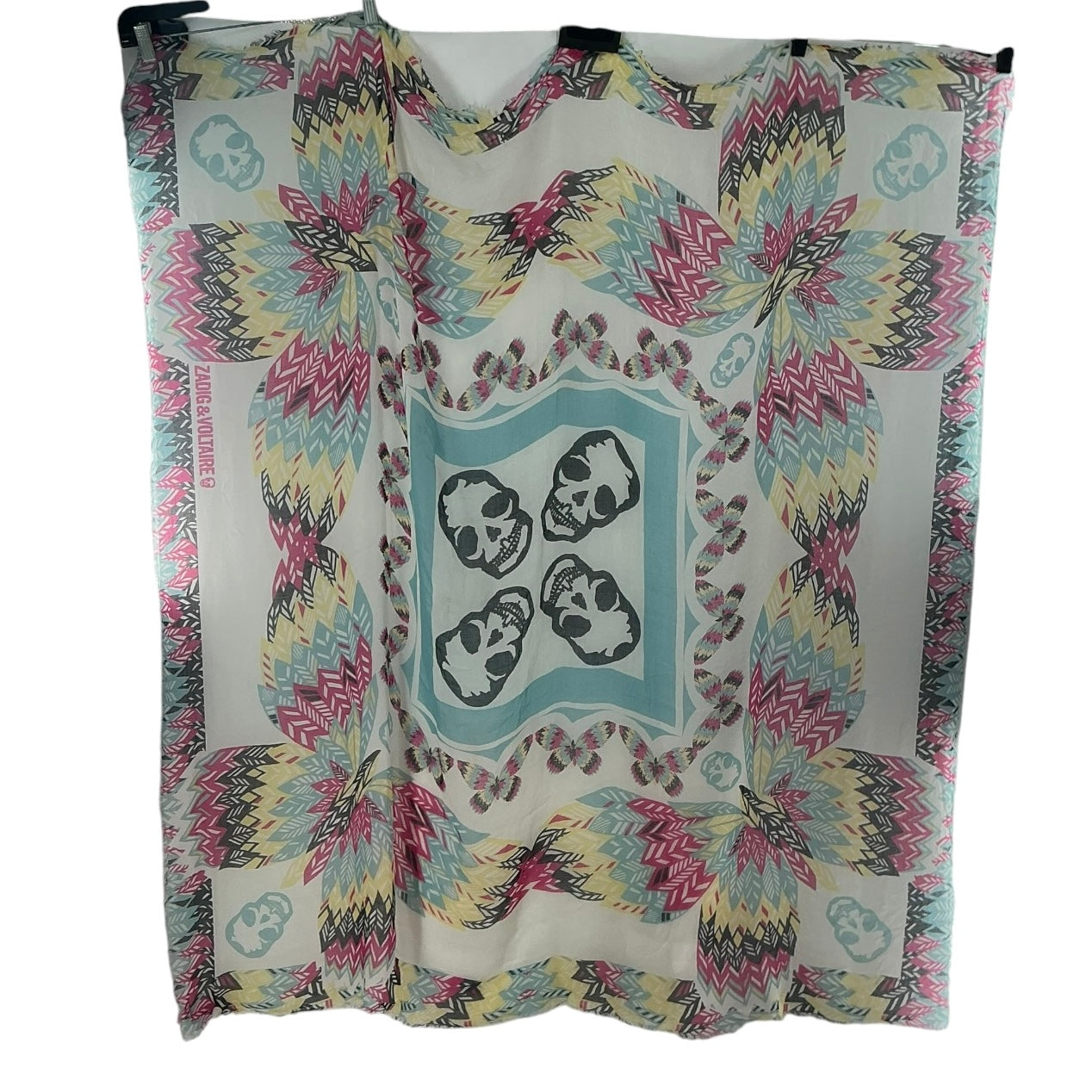 Zadig & Voltaire Skull and Butterfly Graphic Scarf