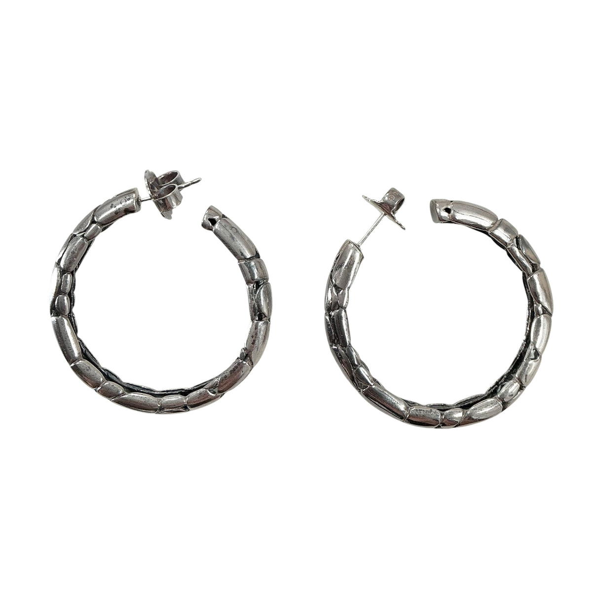 John Hardy Kali Pebble Hoop Earrings 925 Sterling Silver