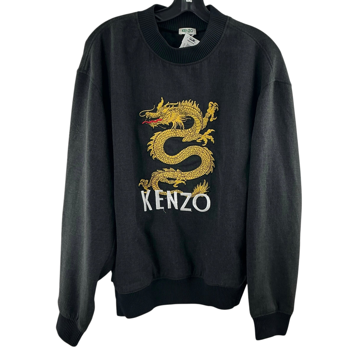 Kenzo Dragon Embroidered Crewneck Sweatshirt Faded Black