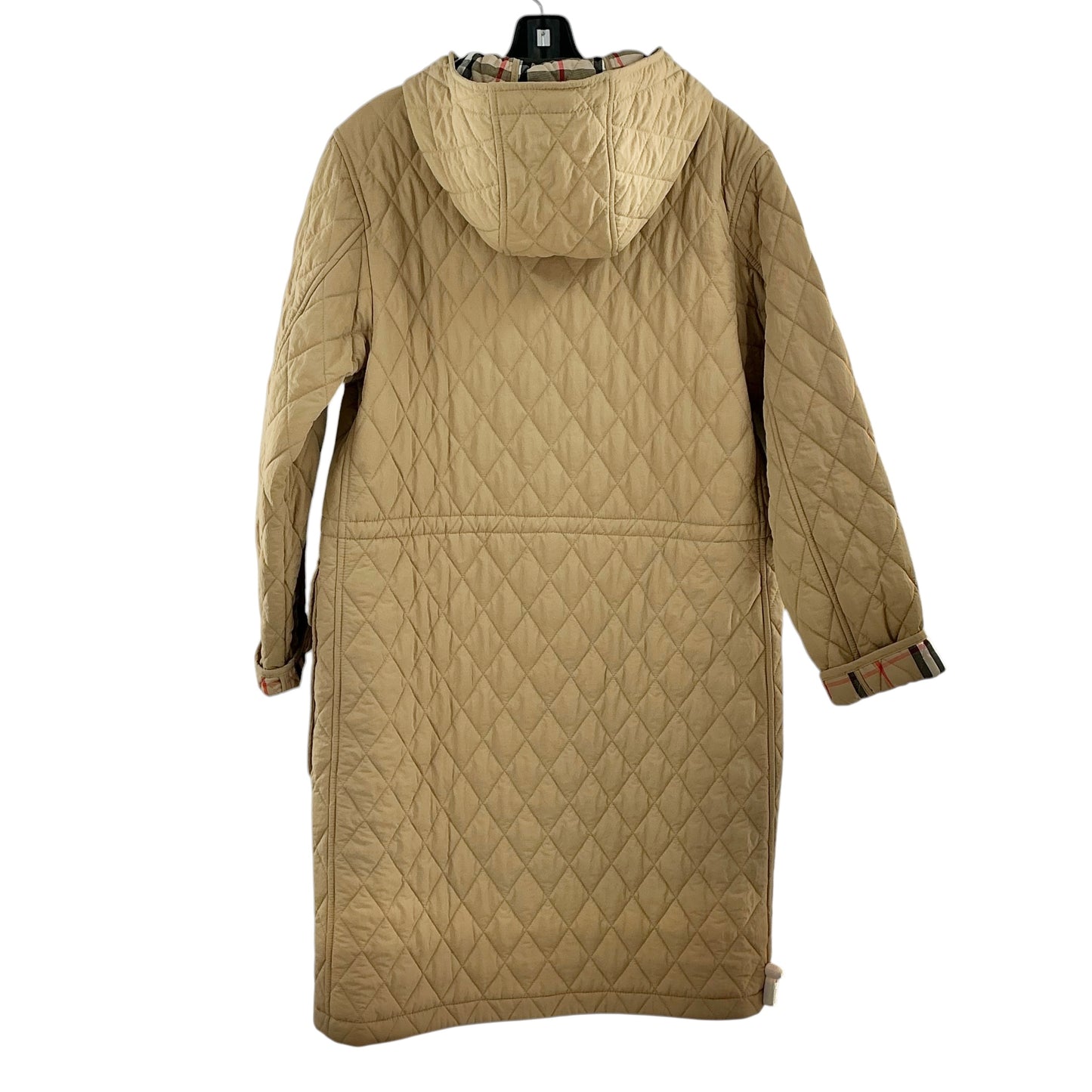 Burberry Flax Beige Diamond-Quilted Long Hooded Parka Coat