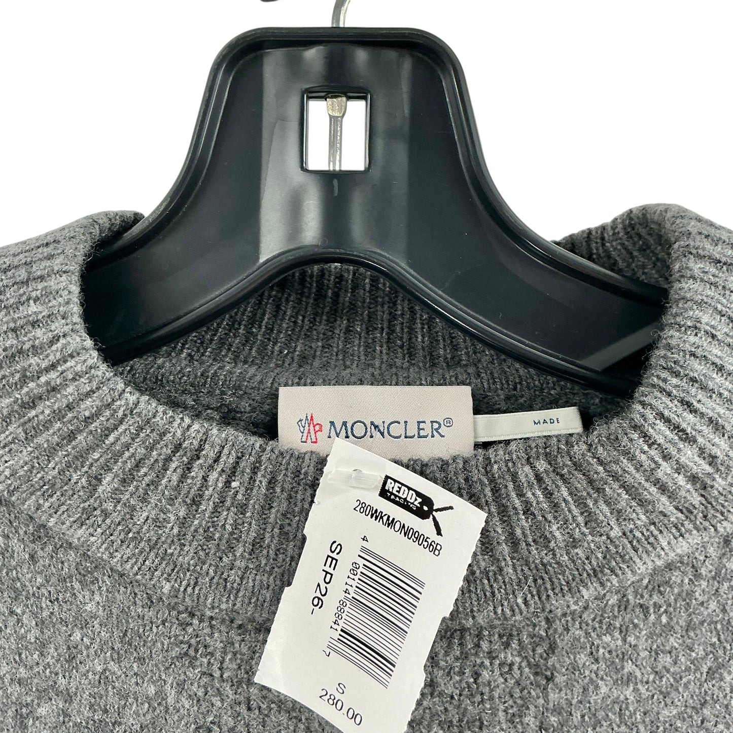 Moncler Grey Wool & Cashmere Raglan Crewneck Sweater