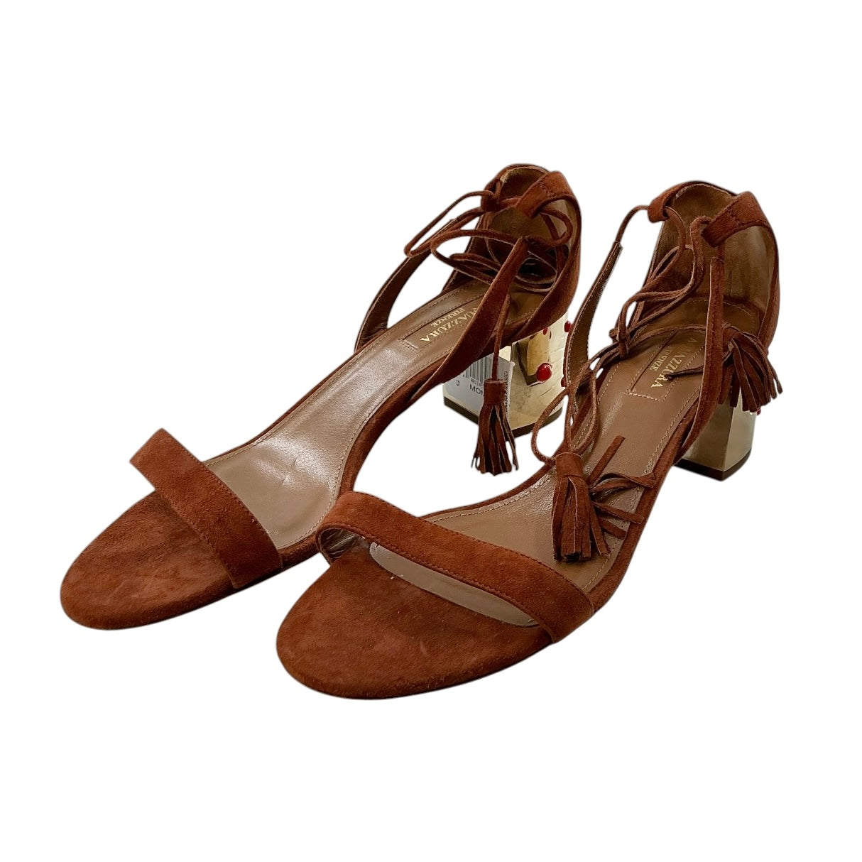 Aquazzura Brown Suede Ankle Strap Sandals