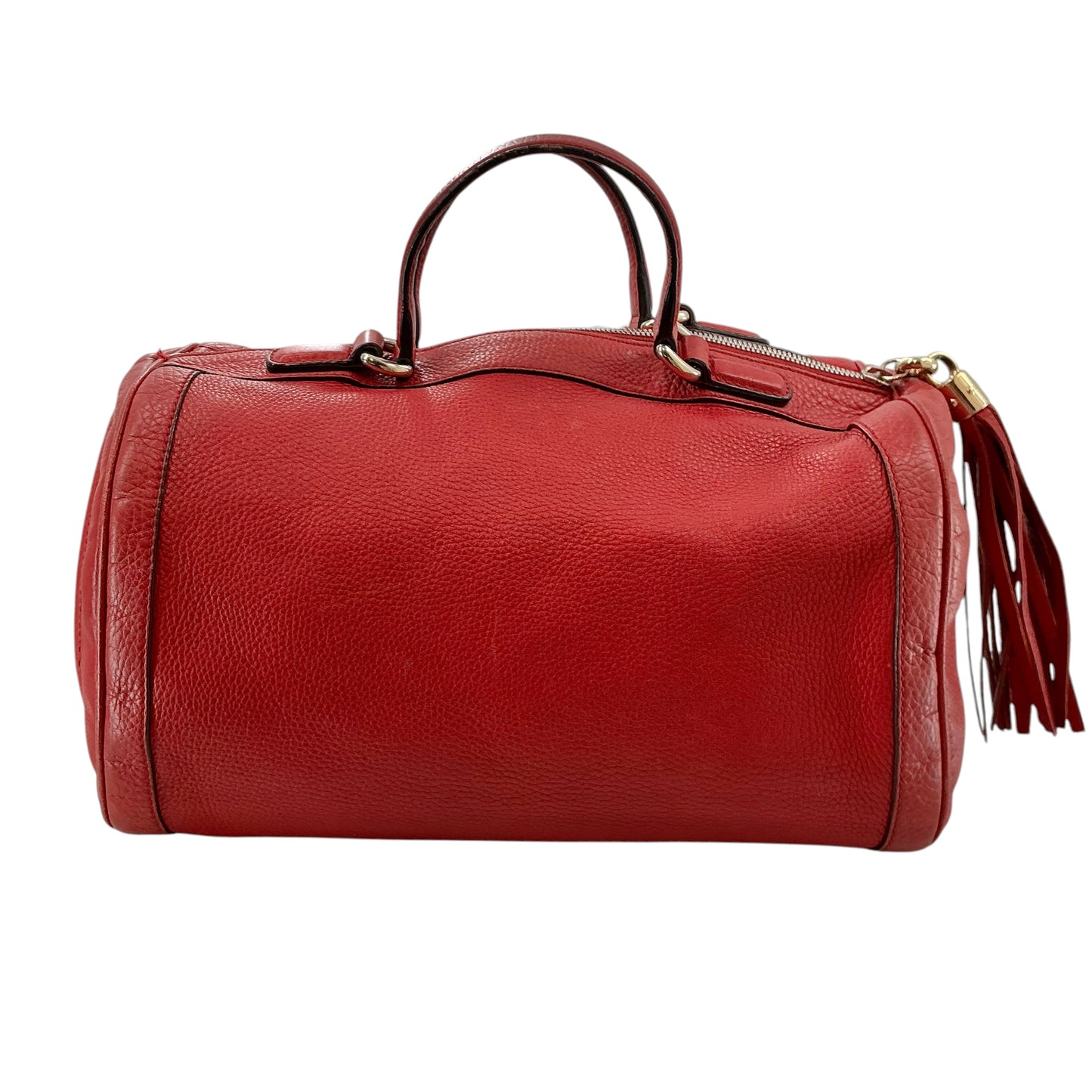 Gucci Red Pebbled Leather Soho Boston Bag Duffel