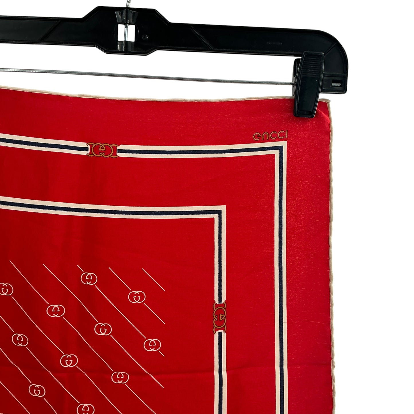 Vintage Gucci Red Interlocking GG Monogram Silk Square Scarf