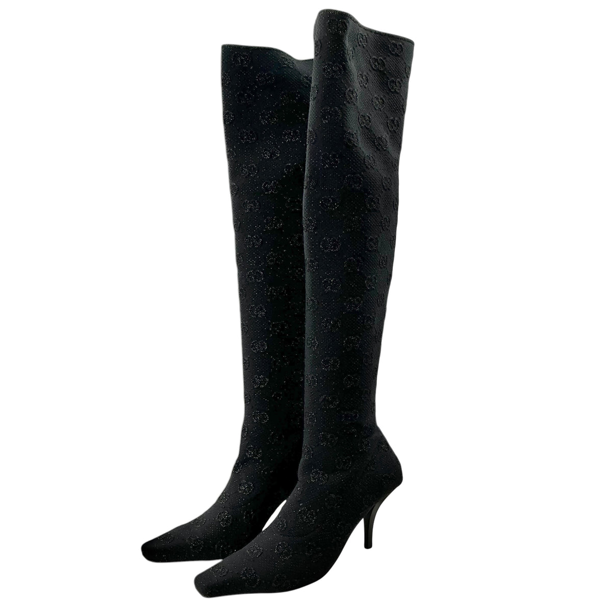 Gucci Demi Shimmer GG Monogram Over-The-Knee Boots